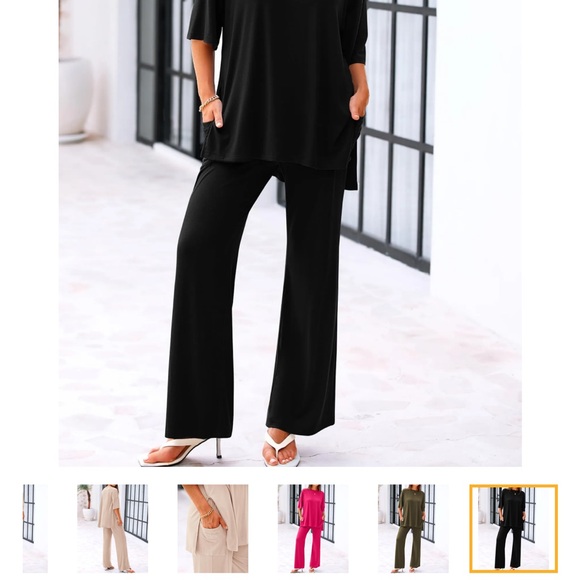 chase vogue Pants - Chic 2 piece set  Black Wide Leg Women's Pants and Top